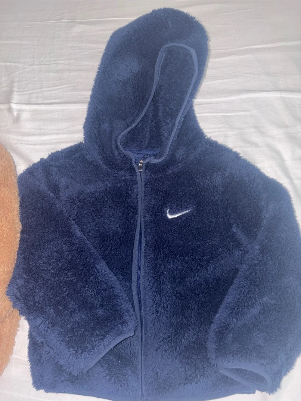 Nike Kids Sherpa Hooded Zip Jackets in Brown and Navy